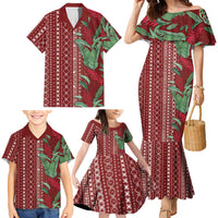 Women's Day Samoa Malu Tattoo Inspired Mix Teuila Family Matching Mermaid Dress and Hawaiian Shirt Scarlet