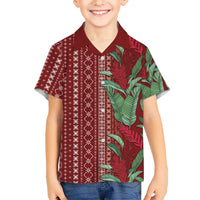 Women's Day Samoa Malu Tattoo Inspired Mix Teuila Family Matching Off The Shoulder Long Sleeve Dress and Hawaiian Shirt Scarlet