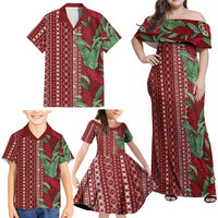 Women's Day Samoa Malu Tattoo Inspired Mix Teuila Family Matching Off Shoulder Maxi Dress and Hawaiian Shirt Scarlet