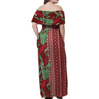 Women's Day Samoa Malu Tattoo Inspired Mix Teuila Family Matching Off Shoulder Maxi Dress and Hawaiian Shirt Scarlet