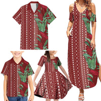 Women's Day Samoa Malu Tattoo Inspired Mix Teuila Family Matching Summer Maxi Dress and Hawaiian Shirt Scarlet