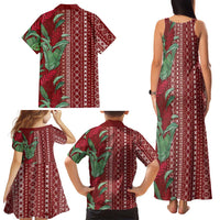 Women's Day Samoa Malu Tattoo Inspired Mix Teuila Family Matching Tank Maxi Dress and Hawaiian Shirt Scarlet