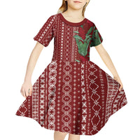 Women's Day Samoa Malu Tattoo Inspired Mix Teuila Kid Short Sleeve Dress Scarlet