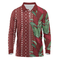 Women's Day Samoa Malu Tattoo Inspired Mix Teuila Long Sleeve Polo Shirt Scarlet