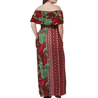 Women's Day Samoa Malu Tattoo Inspired Mix Teuila Off Shoulder Maxi Dress Scarlet