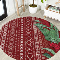 Women's Day Samoa Malu Tattoo Inspired Mix Teuila Round Carpet Scarlet