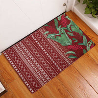 Women's Day Samoa Malu Tattoo Inspired Mix Teuila Rubber Doormat Scarlet
