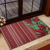 Women's Day Samoa Malu Tattoo Inspired Mix Teuila Rubber Doormat Scarlet