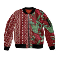 Women's Day Samoa Malu Tattoo Inspired Mix Teuila Sleeve Zip Bomber Jacket Scarlet