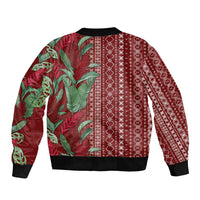 Women's Day Samoa Malu Tattoo Inspired Mix Teuila Sleeve Zip Bomber Jacket Scarlet