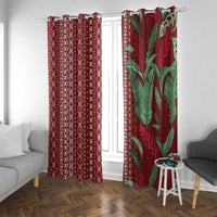 Women's Day Samoa Malu Tattoo Inspired Mix Teuila Window Curtain Scarlet