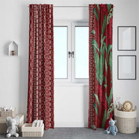 Women's Day Samoa Malu Tattoo Inspired Mix Teuila Window Curtain Scarlet