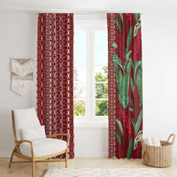 Women's Day Samoa Malu Tattoo Inspired Mix Teuila Window Curtain Scarlet