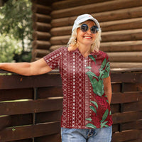 Women's Day Samoa Malu Tattoo Inspired Mix Teuila Women Polo Shirt Scarlet