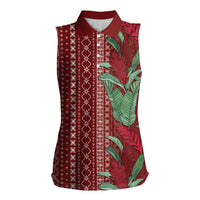 Women's Day Samoa Malu Tattoo Inspired Mix Teuila Women Sleeveless Polo Shirt Scarlet