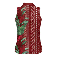 Women's Day Samoa Malu Tattoo Inspired Mix Teuila Women Sleeveless Polo Shirt Scarlet