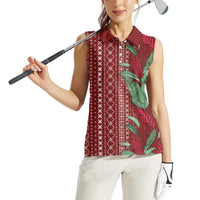 Women's Day Samoa Malu Tattoo Inspired Mix Teuila Women Sleeveless Polo Shirt Scarlet