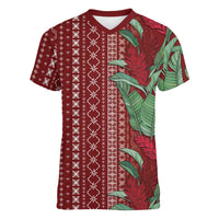 Women's Day Samoa Malu Tattoo Inspired Mix Teuila Women V-Neck T-Shirt Scarlet
