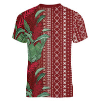 Women's Day Samoa Malu Tattoo Inspired Mix Teuila Women V-Neck T-Shirt Scarlet