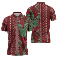 Women's Day Samoa Malu Tattoo Inspired Mix Teuila Zipper Polo Shirt Scarlet