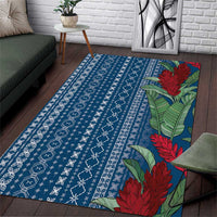 Women's Day Samoa Malu Tattoo Inspired Mix Teuila Area Rug Royal Blue