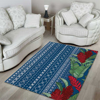 Women's Day Samoa Malu Tattoo Inspired Mix Teuila Area Rug Royal Blue