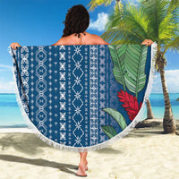 Women's Day Samoa Malu Tattoo Inspired Mix Teuila Beach Blanket Royal Blue