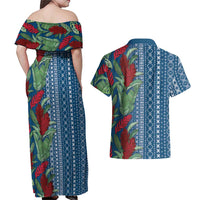 Women's Day Samoa Malu Tattoo Inspired Mix Teuila Couples Matching Off Shoulder Maxi Dress and Hawaiian Shirt Royal Blue