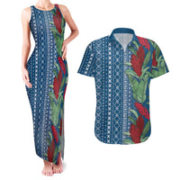 Women's Day Samoa Malu Tattoo Inspired Mix Teuila Couples Matching Tank Maxi Dress and Hawaiian Shirt Royal Blue