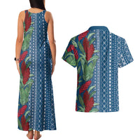 Women's Day Samoa Malu Tattoo Inspired Mix Teuila Couples Matching Tank Maxi Dress and Hawaiian Shirt Royal Blue