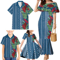 Women's Day Samoa Malu Tattoo Inspired Mix Teuila Family Matching Mermaid Dress and Hawaiian Shirt Royal Blue