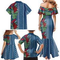 Women's Day Samoa Malu Tattoo Inspired Mix Teuila Family Matching Mermaid Dress and Hawaiian Shirt Royal Blue
