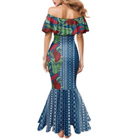 Women's Day Samoa Malu Tattoo Inspired Mix Teuila Family Matching Mermaid Dress and Hawaiian Shirt Royal Blue