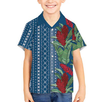 Women's Day Samoa Malu Tattoo Inspired Mix Teuila Family Matching Mermaid Dress and Hawaiian Shirt Royal Blue