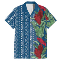 Women's Day Samoa Malu Tattoo Inspired Mix Teuila Family Matching Off The Shoulder Long Sleeve Dress and Hawaiian Shirt Royal Blue
