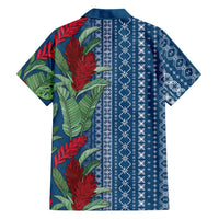 Women's Day Samoa Malu Tattoo Inspired Mix Teuila Family Matching Short Sleeve Bodycon Dress and Hawaiian Shirt Royal Blue