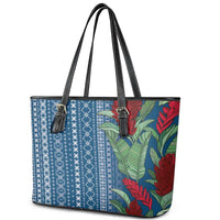Women's Day Samoa Malu Tattoo Inspired Mix Teuila Leather Tote Bag Royal Blue