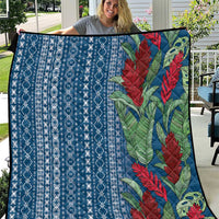 Women's Day Samoa Malu Tattoo Inspired Mix Teuila Quilt Royal Blue