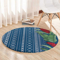 Women's Day Samoa Malu Tattoo Inspired Mix Teuila Round Carpet Royal Blue