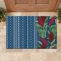 Women's Day Samoa Malu Tattoo Inspired Mix Teuila Rubber Doormat Royal Blue