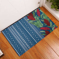 Women's Day Samoa Malu Tattoo Inspired Mix Teuila Rubber Doormat Royal Blue