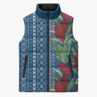 Women's Day Samoa Malu Tattoo Inspired Mix Teuila Sleeveless Puffer Jacket Royal Blue