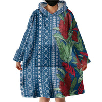 Women's Day Samoa Malu Tattoo Inspired Mix Teuila Wearable Blanket Hoodie Royal Blue
