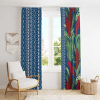 Women's Day Samoa Malu Tattoo Inspired Mix Teuila Window Curtain Royal Blue