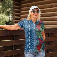 Women's Day Samoa Malu Tattoo Inspired Mix Teuila Women Polo Shirt Royal Blue