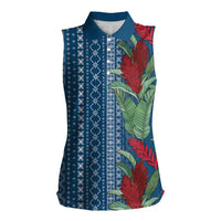 Women's Day Samoa Malu Tattoo Inspired Mix Teuila Women Sleeveless Polo Shirt Royal Blue