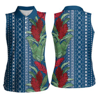 Women's Day Samoa Malu Tattoo Inspired Mix Teuila Women Sleeveless Polo Shirt Royal Blue
