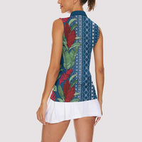 Women's Day Samoa Malu Tattoo Inspired Mix Teuila Women Sleeveless Polo Shirt Royal Blue