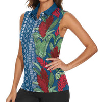 Women's Day Samoa Malu Tattoo Inspired Mix Teuila Women Sleeveless Polo Shirt Royal Blue