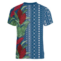 Women's Day Samoa Malu Tattoo Inspired Mix Teuila Women V-Neck T-Shirt Royal Blue